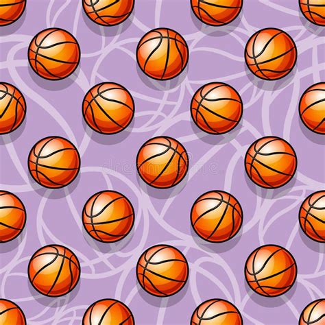 Seamless Vector Pattern With Basketball Balls Stock Illustration