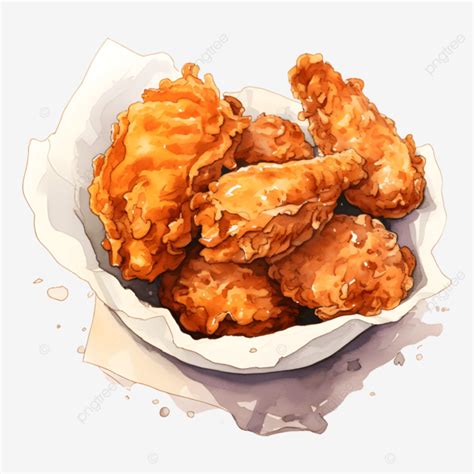 Ai Generativo De Pollo Frito Acuarela Png Dibujos Pollo Frito Acuarela