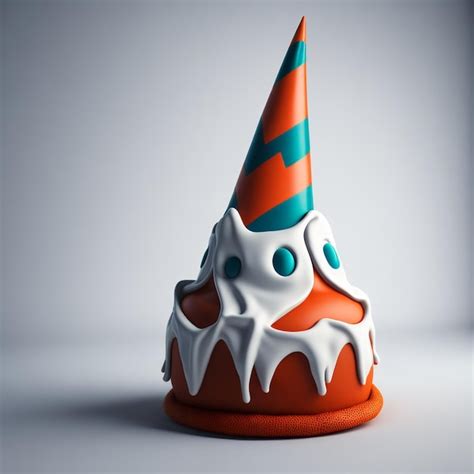 Premium AI Image | a birthday cake with a party hat on it
