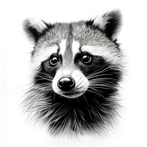 Realistic Raccoon Portrait Tattoo Drawing with High Contrast Stock ...