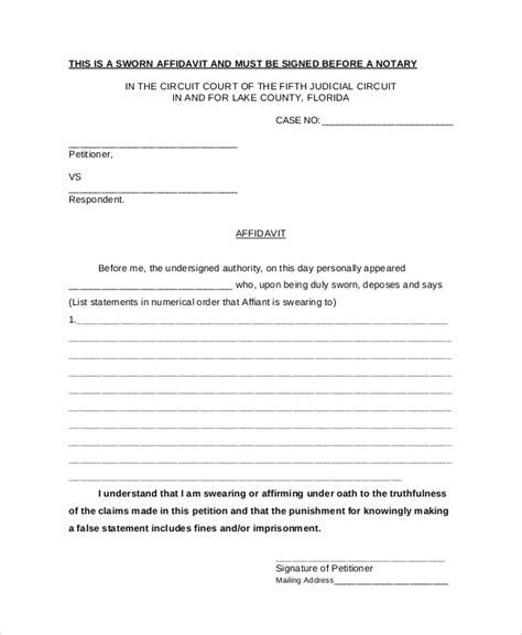 Free Sworn Statement Template Unique 7 Sample Sworn Affidavit Forms Images And Photos Finder