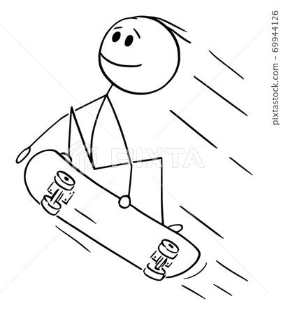 Vector Cartoon Illustration Of Skateboarder Stock Illustration