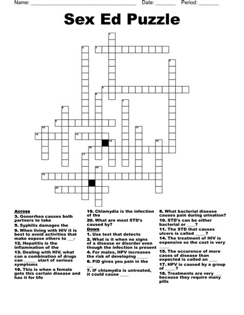 Sex Ed Puzzle Crossword WordMint