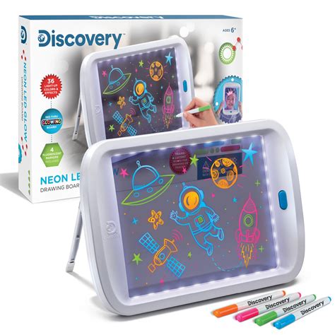 Discovery Kids Neon LED Glow Drawing Board with 4 Fluorescent Markers ...