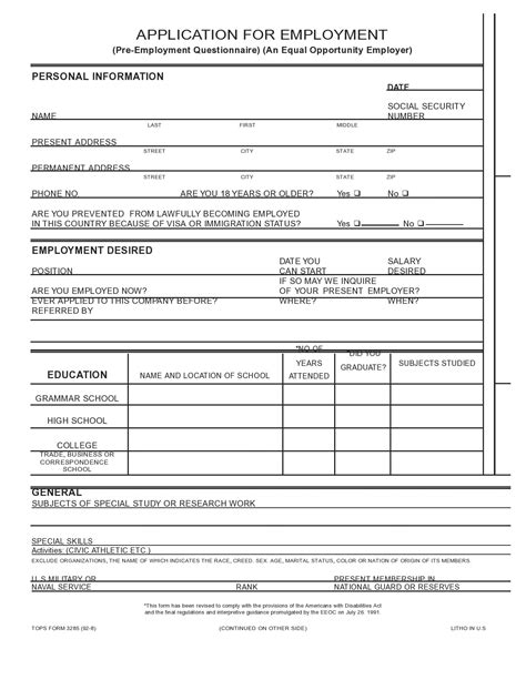 Free Printable Work Application Form Web Try Smartsheet For Free