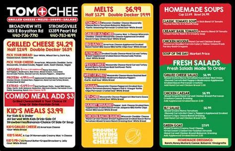 Tom Chee Menu In Katy Texas Usa