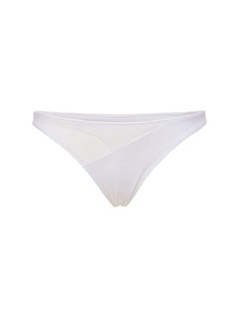 Adam Selman Sport Waves Sheer Thong Bikini Bottoms In Modesens