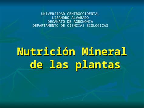 PPT Nutrición Mineral de las plantas UNIVERSIDAD CENTROCCIDENTAL