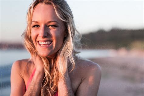 Happy Beautiful Woman In Bikini On The Beach By Stocksy Contributor