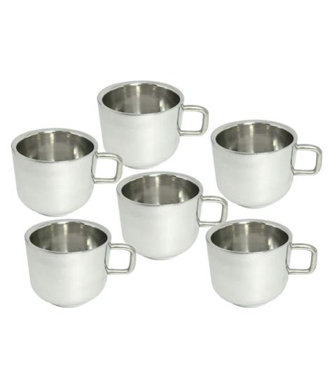 Bartan Hub Tea Cup Set Steel Coffee Mug 6 Pcs 120 Ml Buy Online At