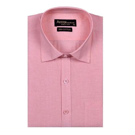 Accox Collar Neck Mens Peach Plain Formal Cotton Shirt Machine Wash