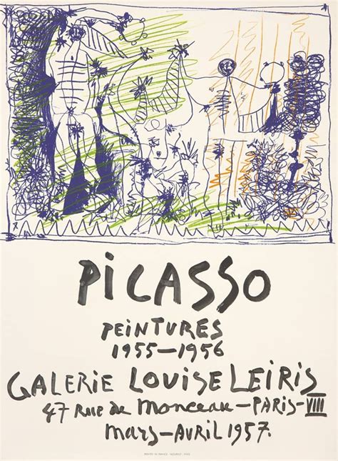 Original Vintage Pablo Picasso 1957 Poster For Galerie Louise Leiris