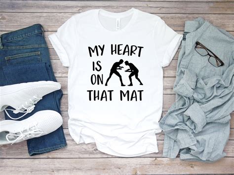 Wrestling Mom Shirt My Heart Is On That Mat Wrestle Match Shirt Short