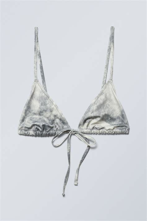 Printed Triangle Bikini Top Mole Abstract Print Weekday WW