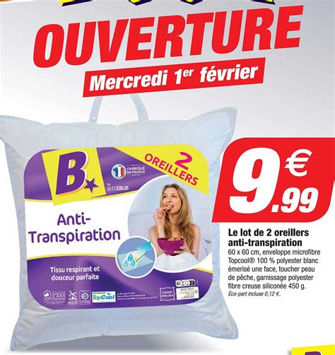 Promo Le Lot De 2 Oreillers Anti Transpiration Chez Bazarland