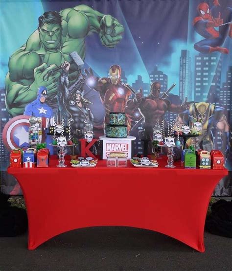 Dessert Table At A Marvel Comics Birthday Party See More Party Ideas