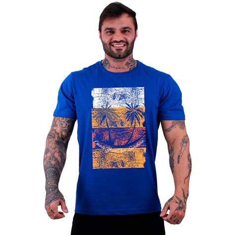 Camiseta Tradicional Masculina Manga Curta Mxd Conceito Palm Island