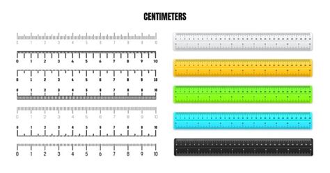 Realistyczne Metalowe Linijki Z Czarną Skalą Centymetrową Do Pomiaru