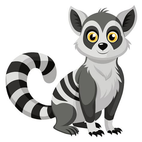 Premium Vector A Cartoon Image Of A Lemur With Yellow Eyes And A Black And White Striped Tail