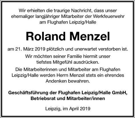 Traueranzeigen Von Roland Menzel Trauer Anzeigen De