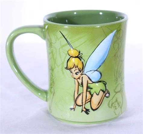 Disney Store Tinkerbell 3d Ceramic Coffee Mug Green Fairies Appx 45 X