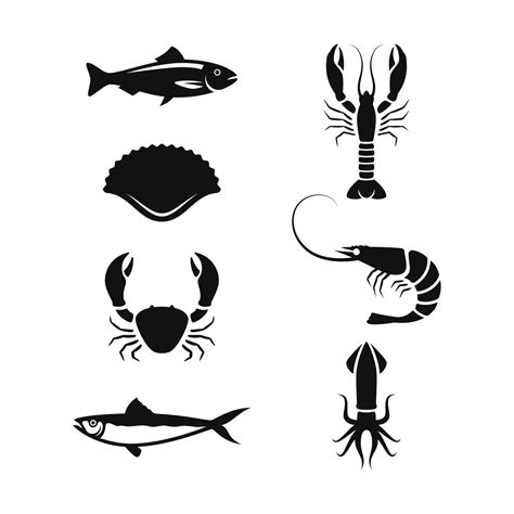 Seafood Silhouette Vector Design For Logo Icons Vector Art At