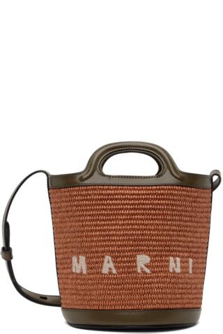 Orange Khaki Mini Tropicalia Bucket Bag By Marni On Sale