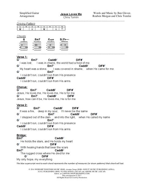 Simplified Guitar Jesus Loves Me Guitar Tab In G Major Download