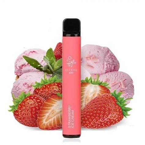 NIKOTINFREI Elf Bar Vape 600 Strawberry Ice Cream Einweg Shisha