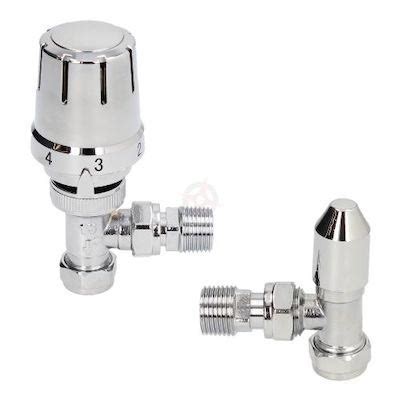 15mm All Chrome Angled Thermostatic Radiator Valve Active Plumbing