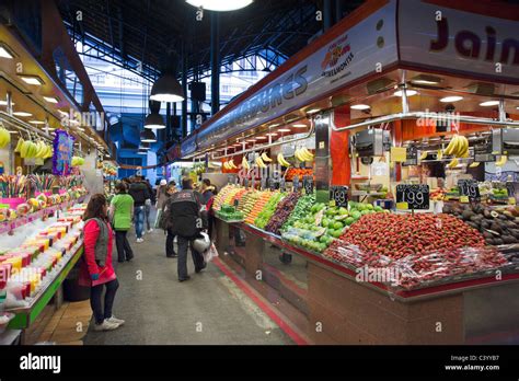 La Boqueria Public Market La Rambla Las Ramblas Barcelona Stock