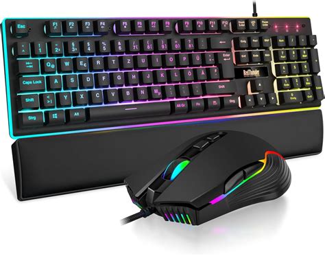 RedThunder K10 Gaming Keyboard And Mouse Set QWERTZ DE Layout Metal