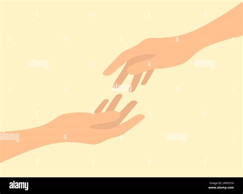 Two Hands Reach Towards Each Other Support And Helping Hand Concept