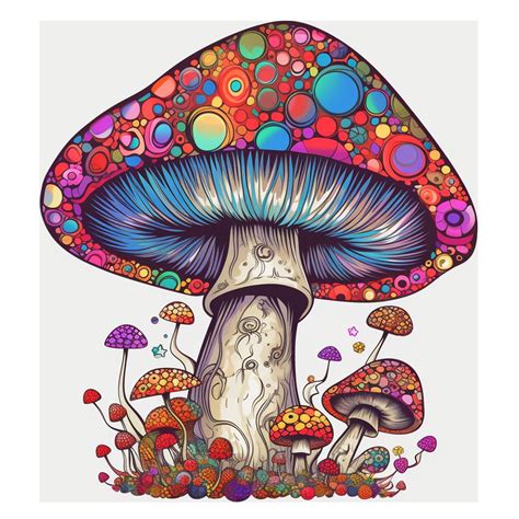 Psychedelic Colorful Mushrooms Clipart, 12 Individual PNG Files - Etsy