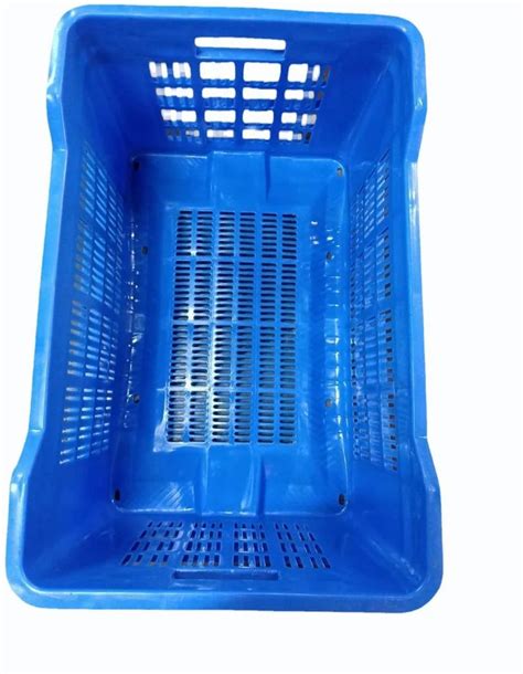 Blue Perforated Hdpe Plastic Crate Outer Dimension Lxwxh X X