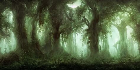 Beautiful Matte Painting Of A Fantasy Dark Forest Stable Diffusion