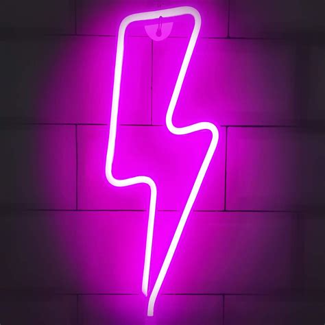 LED Lightning Bolt Neon Signs Protecu USB Battery Operated Neon Light