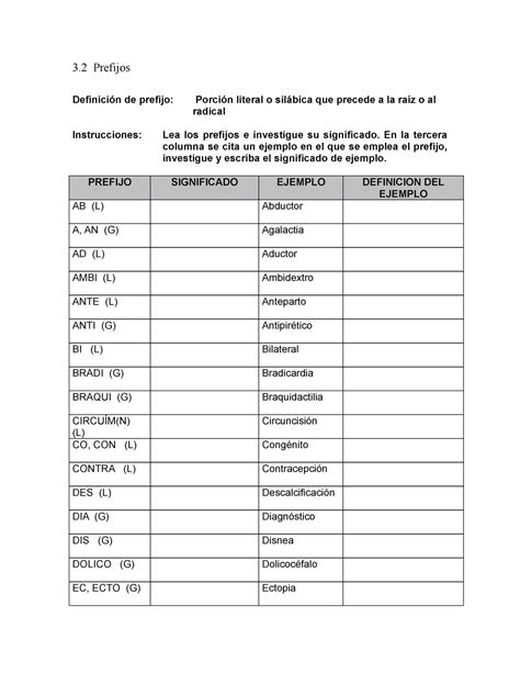 Ejercicios De Prefijos Y Sufijos Pdf