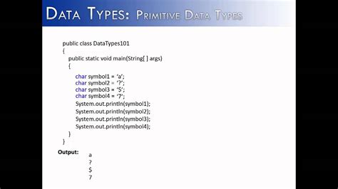 Data Types Part 4 Char Java Youtube