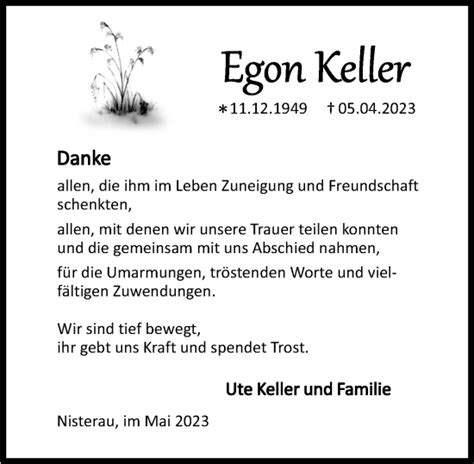 Traueranzeigen Von Egon Keller Rz Trauer De