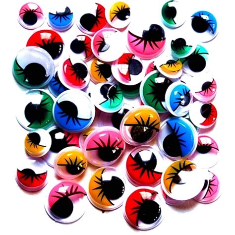 50 Self Adhesive Wiggle Wiggly Googly Sticky Eyes Lashes Assorted Sizes