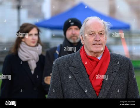 Former Mp Neil Hamilton Leaving The Memorial Service For Betty