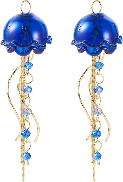 Amazon Pair Glass Jellyfish Tassels Earrings Crystal Jellyfish