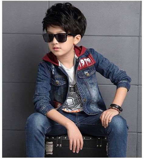 Boy Denim Clothes Set Top Quality Cool Hooded Jacket And Jeans In 2020