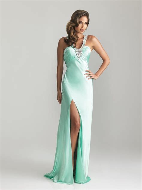 Modern Charmeuse Satin Empire Crystal One Shoulder Prom Evening