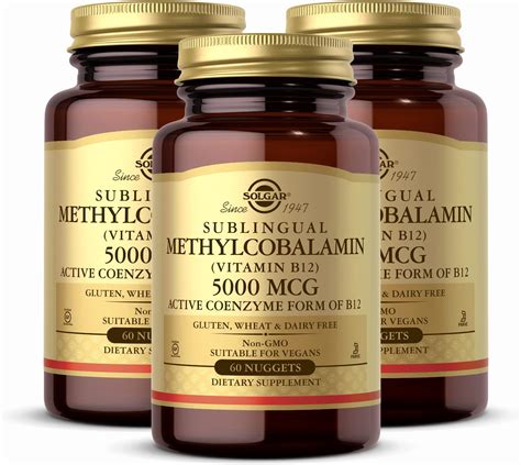 Amazon SOLGAR Methylcobalamin Vitamin B12 5000 Mcg 60 Nuggets