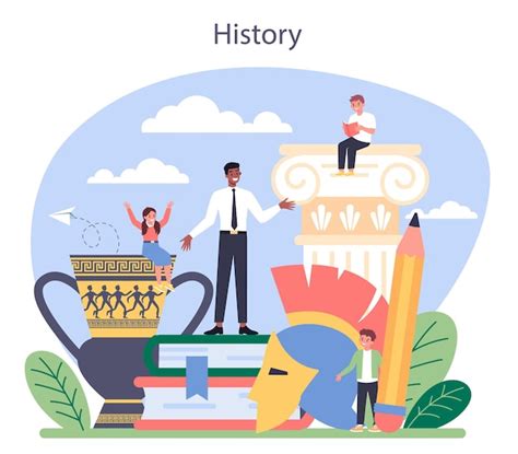 Premium Vector History Flat Concept Illustration School Subject