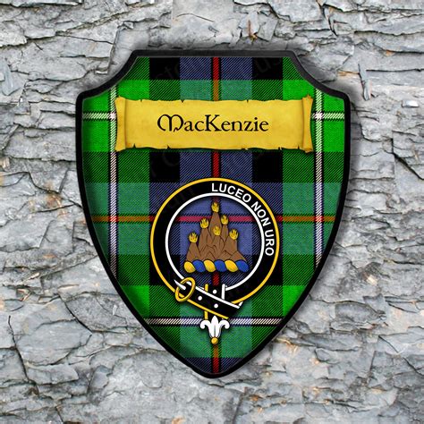 MacKenzie Shield Plaque With Scottish Clan Coat Of Arms Badge On Clan