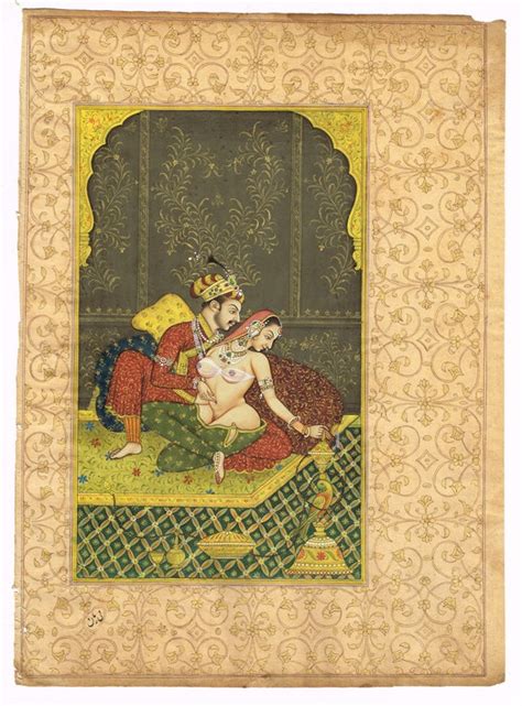 Indian Mughal Miniature Painting Of Emperor And Semi Nude Etsy