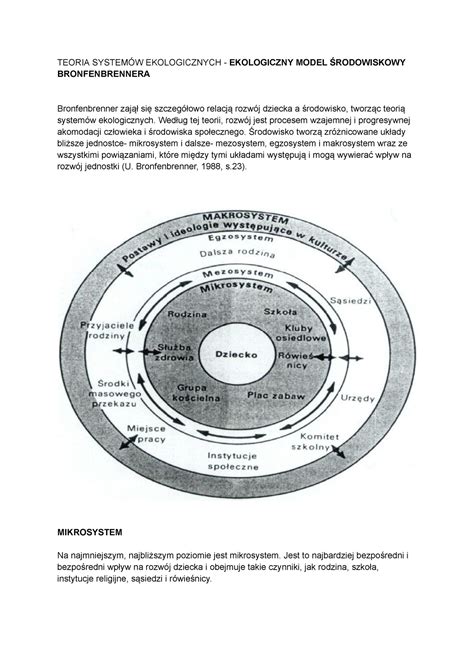 Teoria System W Ekologicznych Ekologiczny Model Rodowiskowy